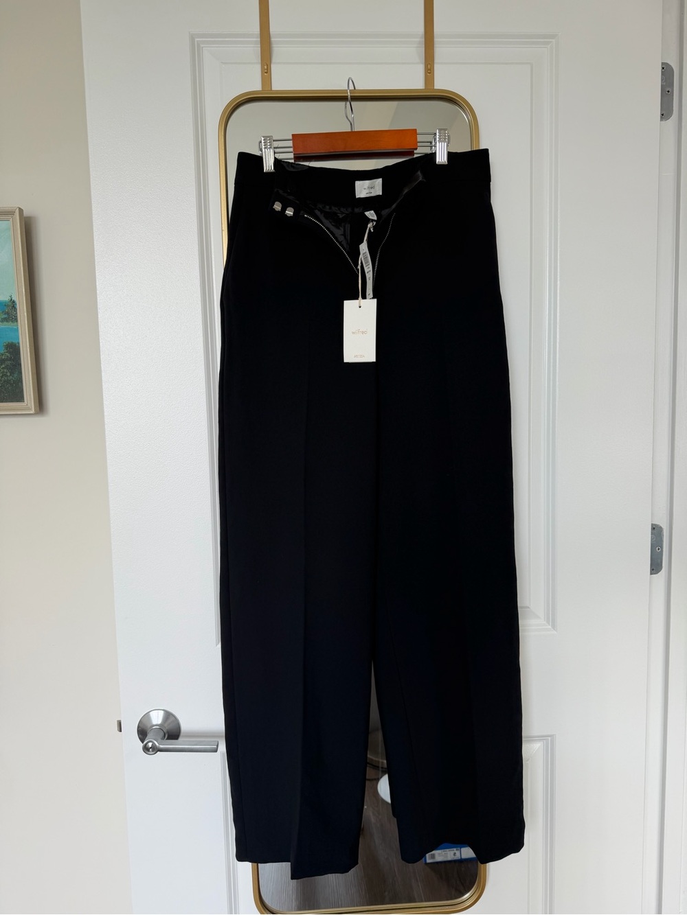 NWT Wilfred Aritzia The Limitless Black Wide-Leg Women's Trousers size 8